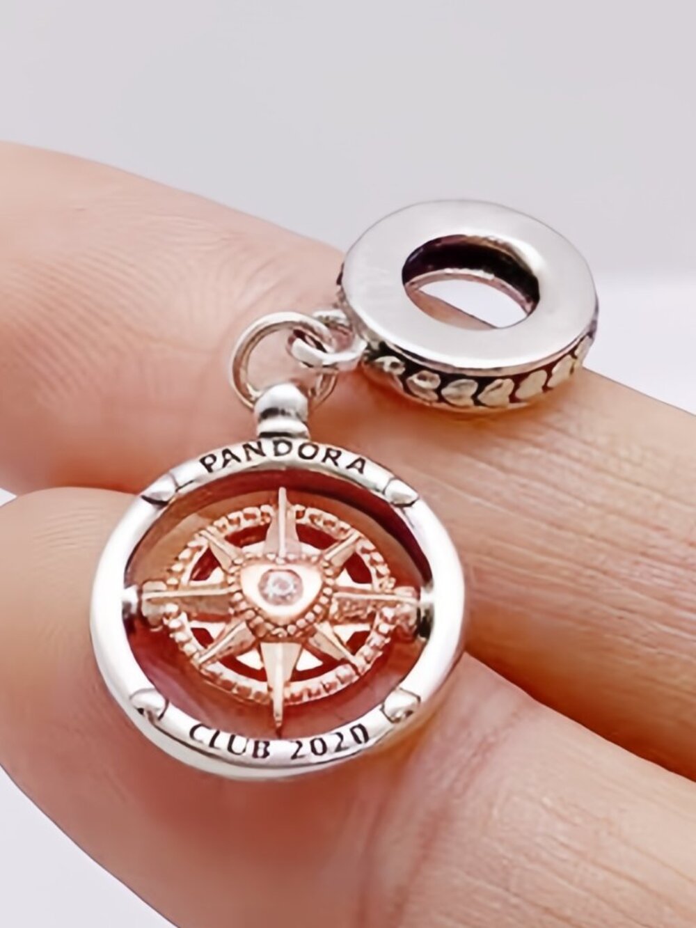 Pandora Rose™ Club 2020 Compass Dangle Diamond Charm Rose Gold-Plated